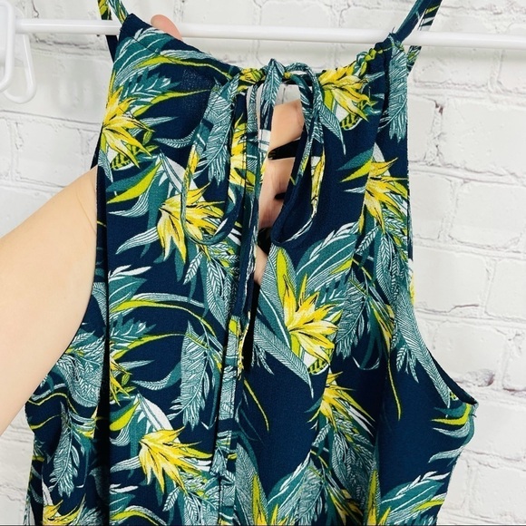 J.O.A. Los Angeles Navy “Summer Tropical” Lace Up Elastic Waist Romper - SMALL - Picture 11 of 12